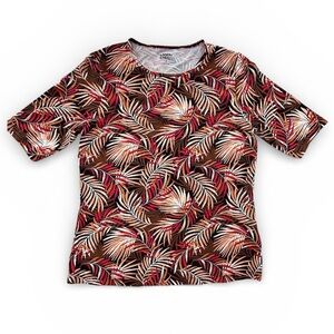 Lands End Tropical Leaf Print short sleeve Swim shirt. Size Small.